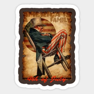 vuntage - "american is a family" abraham lincoln sleep on a chair Sticker